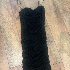 Forever 21 Black Ruched Mini Dress